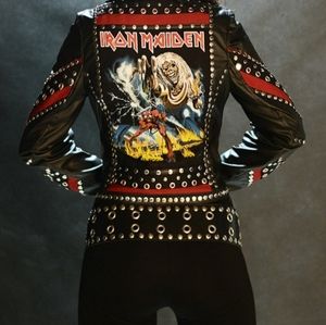 Vegan Leather Studded Iron Maiden Biker Jaket